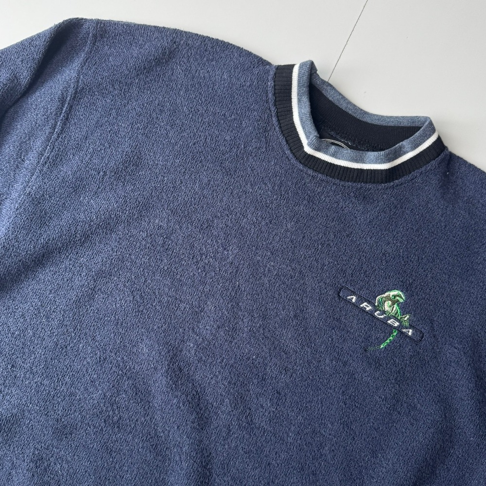 Vintage 90s Aruba Iguana Sweater Exist Sports Line Mens L Made in USA